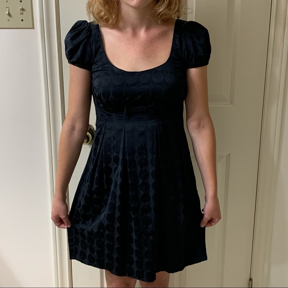 🌷3 for $25🌷Divided H&M, US 4, Black on Black Polka Dot Bow Fit & Flare Dress